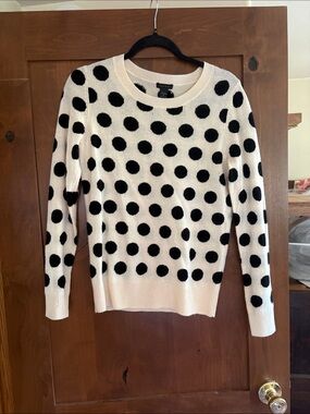 Only Mine Black & White Polka Dot Wool Crewneck Sweater